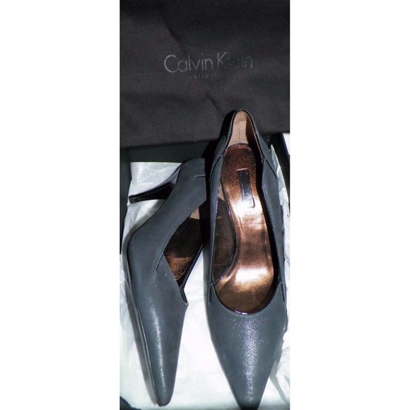 Sz 7.5 Calvin Klein Italy Black Iridescent Shoes - Picture 2 of 5